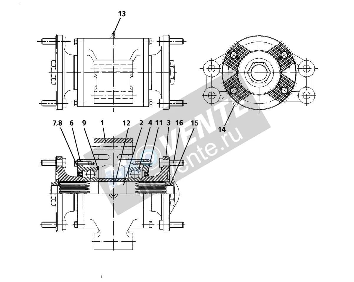 Подшипник промежуточный 927080308 Liebherr