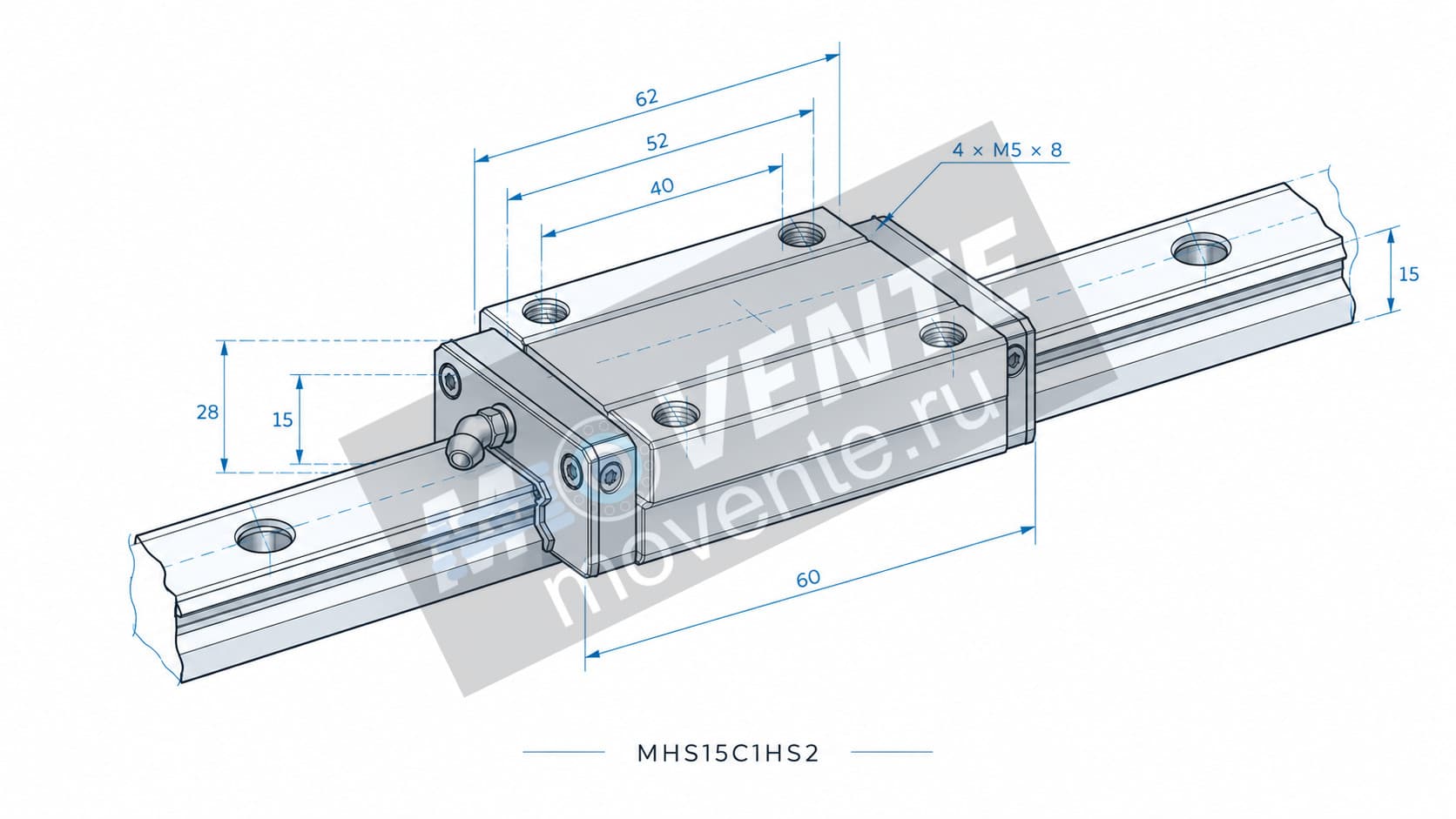 Каретка линейного перемещения IKO MHS15C1HS2 - Image 1